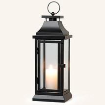Black Decorative Hurricane Lantern w/glass panes/Sconce Candleholder Dec... - $23.75