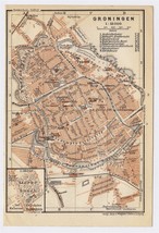 1910 Original Antique City Map Of Groningen / Netherlands Holland - £15.44 GBP