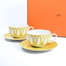 Hermes Soleil d&#39;Hermes Mornig Cup and Saucer 2 set yellow porcelain tea coffee - £977.24 GBP