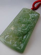 Icy Ice Light Green 100% Natural Burma Jadeite Jade Dragon Pendant # 105 carat # - £453.71 GBP
