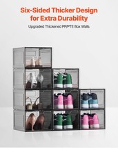 Shoe Storage Boxes 9 Pack Stackable Shoe Boxes US Size 13 Transparent Black - $2,077.58 MXN