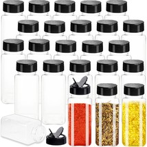24 Pack Plastic Spice Jars,3.5Oz Square Clear Seasoning Storage Containe... - £23.76 GBP