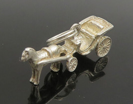 925 Sterling Silver - Vintage Old Fashioned Horse &amp; Carriage Pendant - PT19109 - £27.80 GBP