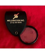 Vtg Pocket Size Round Magnifying Glass in Vinyl Case 2&quot; w Advert Weldmat... - $15.26 CAD