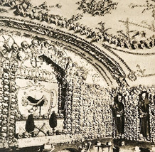 1940s Rome Italy Capuchin Friars Crypt Of Skulls Postcard Gravure Style ... - €14,76 EUR