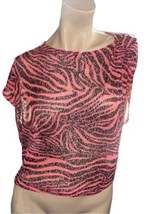 $400 In The Mood For Love Women Pink Biarritz Draped Sequined Zebra Top Size XL - £96.29 GBP
