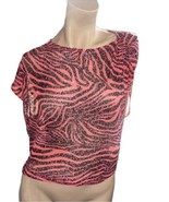 $400 In The Mood For Love Women Pink Biarritz Draped Sequined Zebra Top ... - £94.30 GBP