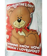 Giant Valentine&#39;s Day Card Teddy Bear 16&quot;x24&quot; Wanna Know How Much I Love... - £2.38 GBP