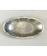 Vintage etched metal bread fruit tray early america style  decor serving... - $19.75