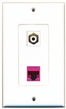 RiteAV - 1 Port RCA White - 1 Port Cat5e Ethernet Pink Wall Plate Decora... - £7.20 GBP