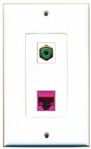 RiteAV - 1 Port RCA Green - 1 Port Cat5e Ethernet Pink Wall Plate Decora... - £7.24 GBP