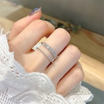2021 New Double Layers Rings For Women Korean Styles Micro Pave Zircon Open Ring - £7.59 GBP