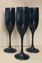 Vintage Libbey Black Blue Glass Champagne Flutes Stemware Gothic Dark Academia - £14.24 GBP