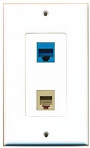 RiteAV - 1 Port Phone Beige 1 Port Cat6 Ethernet Blue Decorative Wall Plate - $9.77