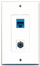 RiteAV - 1 Port RCA Blue 1 Port Cat5e Ethernet Blue Decorative Wall Plat... - £7.09 GBP