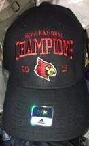 Louisville Cardinals 2013 National Champs Adidas Black Hat Cap New S/M Fit New - $25.38