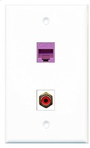 RiteAV - 1 Port RCA Red 1 Port Cat6 Ethernet Purple Wall Plate - Bracket... - £7.16 GBP