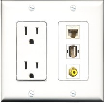 RiteAV - 15 Amp Power Outlet 1 Port RCA Yellow 1 Port USB A-A 1 Port Cat... - $14.93