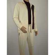 Men's Monte Carlo Turkey Jogging Suit 2pc Jump Set Stretchable 95061 Ivory Wine image 4