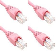 Ultra Spec Cables Pack of 4 - Pink 1FT Cat6 Ethernet Network Cable LAN I... - £16.65 GBP