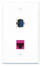 RiteAV - 1 Port Cat5e Ethernet Pink 1 Port USB 3 A-A Wall Plate - Bracket Includ - $9.07