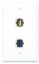 RiteAV - 1 Port USB A-A 1 Port USB 3 A-A Wall Plate - Bracket Included - $9.07