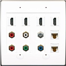 RiteAV 4 Hdmi 2 Cat6 1 Coax 5 RCA Component Stereo Wall Plate White - £17.89 GBP