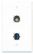RiteAV - 1 Port BNC 1 Port USB 3 A-A Wall Plate - Bracket Included - $9.07