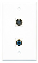 RiteAV - 1 Port RCA Blue 1 Port S-Video Wall Plate White - Bracket Included - £7.16 GBP