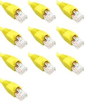 2 Feet Cat6 Ethernet Network Patch Cables Yellow RJ45 m/m (10 Pack) - £28.88 GBP