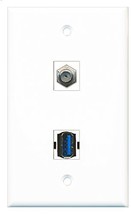 RiteAV - 1 Port Coax Cable TV- F-Type 1 Port USB 3 A-A Wall Plate - Bracket Incl - $9.07