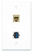 RiteAV - 1 Port Phone Beige 1 Port USB 3 A-A Wall Plate - Bracket Included - $9.07