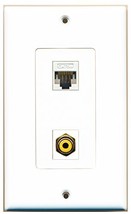 RiteAV - 1 Port RCA Yellow - 1 Port Cat5e Ethernet White Wall Plate Deco... - £7.24 GBP