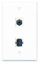 RiteAV - 1 Port RCA Blue 1 Port USB 3 A-A Wall Plate - Bracket Included - £7.16 GBP