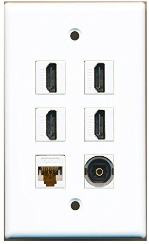 RiteAV - 4 Port HDMI 1 Toslink 1 Cat6 Ethernet White Wall Plate - $17.03