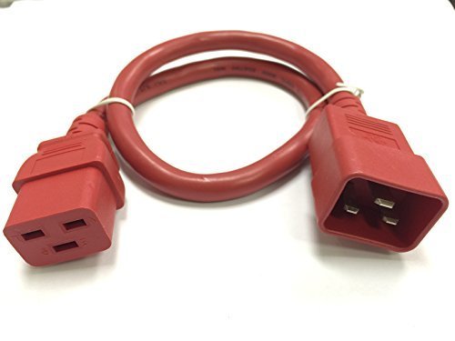 RiteAV - Heavy Duty Extension Power Cord, C19 TO C20, 12AWG, 20 AMPS, 250V (Red, - $18.19