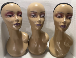 3 THREE Very Nice.... Female used 18&quot; Mannequin Wig Head Display - $40.14 CAD
