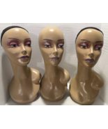 3 THREE Very Nice.... Female used 18&quot; Mannequin Wig Head Display - $40.14 CAD