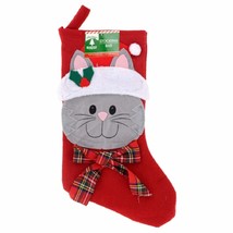 Christmas House 16.5&quot; Pet Holiday Stocking Cat or Dog with Plaid Bow (Ca... - £5.70 GBP