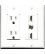 RiteAV - 15 Amp Power Outlet 2 Port HDMI 1 Port Coax Decorative Wall Plate - £11.16 GBP