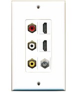 RiteAV 2 HDMI White Coax RCA Composite Wall Plate Oversized White - £18.65 GBP