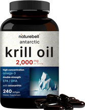 Antarctic Krill Oil 2000Mg Supplement, 240 Softgels, 3X Strength Natural Source - £17.20 GBP
