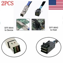 2PCS SFF-8644 to SFF-8643 Mini SAS Cable For LSI 9380-8E & Card Areca ARC-1883X - £50.75 GBP