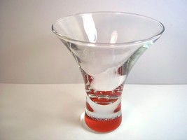 Bacardi Razz flute cocktail glass etched white logo bat on red base  4 oz - £6.88 GBP