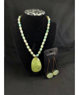 Necklace and Dangling Earring Set Green Stones &amp; Beads New  J3 - $17.75