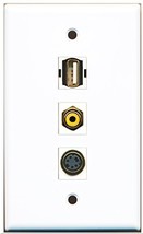 RiteAV - 1 Port RCA Yellow and 1 Port USB A-A and 1 Port S-Video Wall Plate - £8.38 GBP