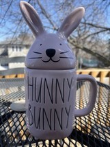 Rae Dunn Hunny Bunny Mug Pink With Rabbit Topper Easter Spring Farmhouse - £10.17 GBP