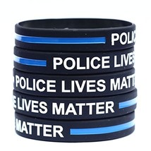 100 POLICE Lives Matter Thin Blue Line Silicone Wristbands in Support Me... - £38.68 GBP