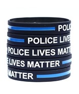 100 POLICE Lives Matter Thin Blue Line Silicone Wristbands in Support Me... - $65.73 CAD