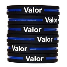 100 Valor Thin Blue Line Silicone Wristbands in Support Memory Police Of... - £38.68 GBP